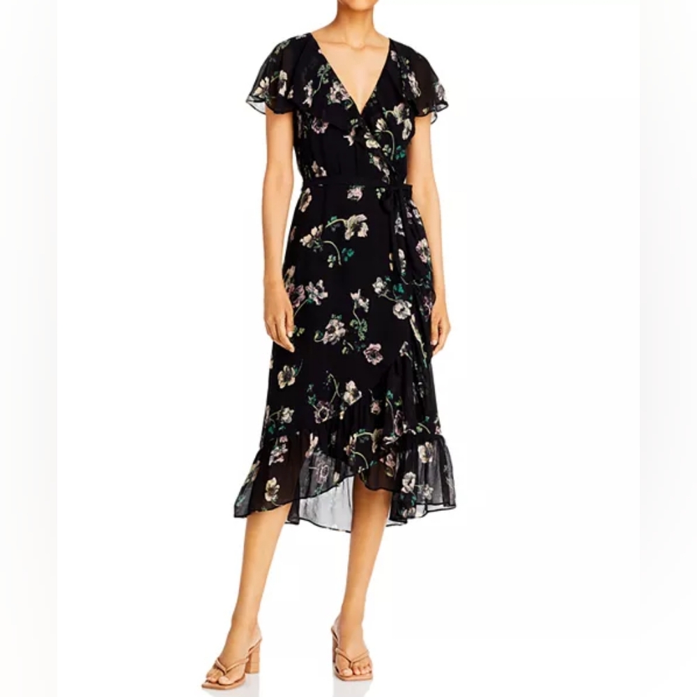 PAIGE Palisades Floral Print Silk Midi Dress ** Size SMALL